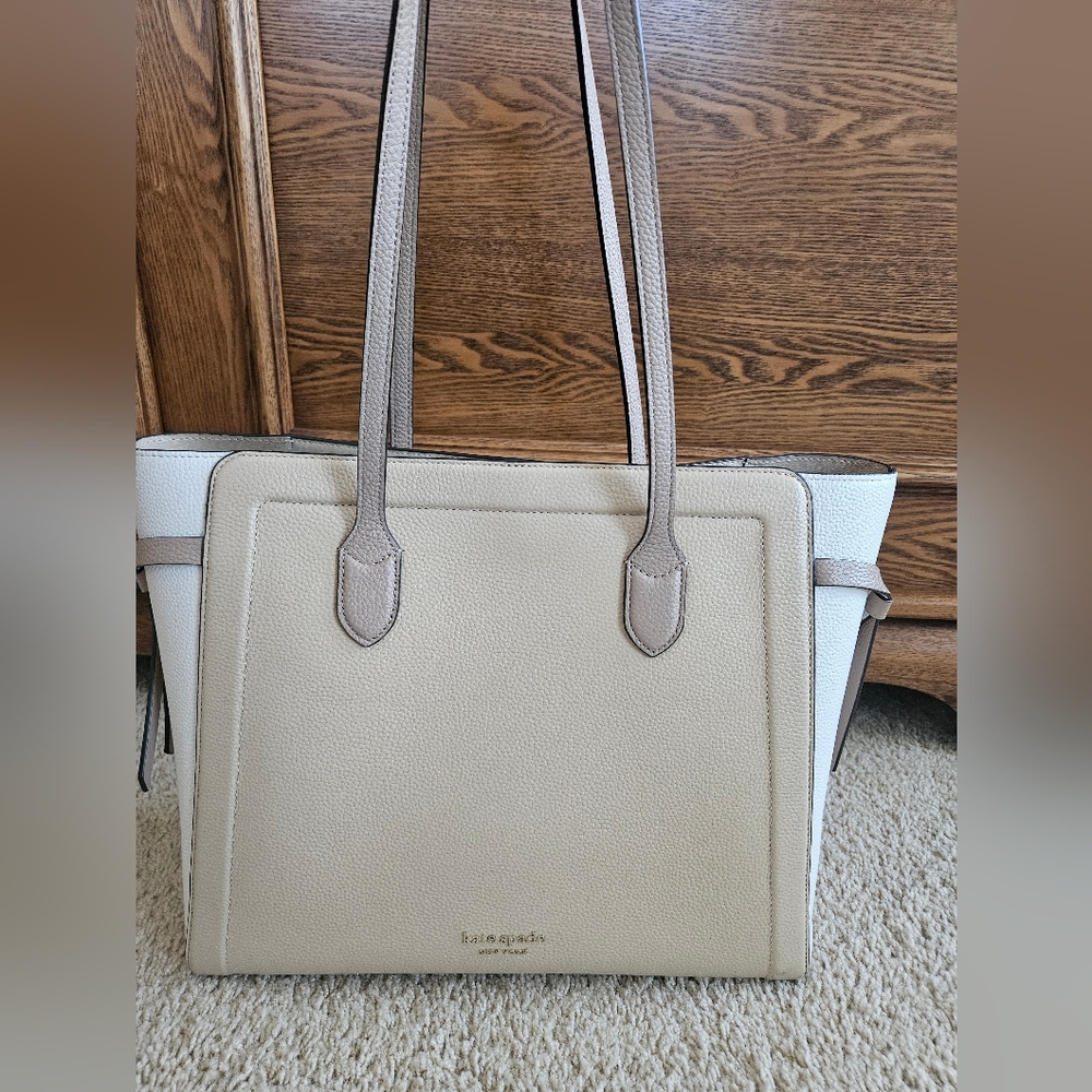 Kate Spade Cream and Tan Tote Bag